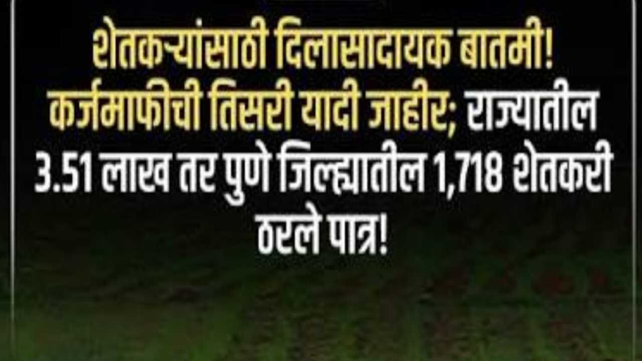 शेतकरी कर्जमाफीची तिसरी यादी जाहीर: साडेतीन लाख शेतकऱ्यांचा समावेश; जिल्हानिहाय आकडे समोर